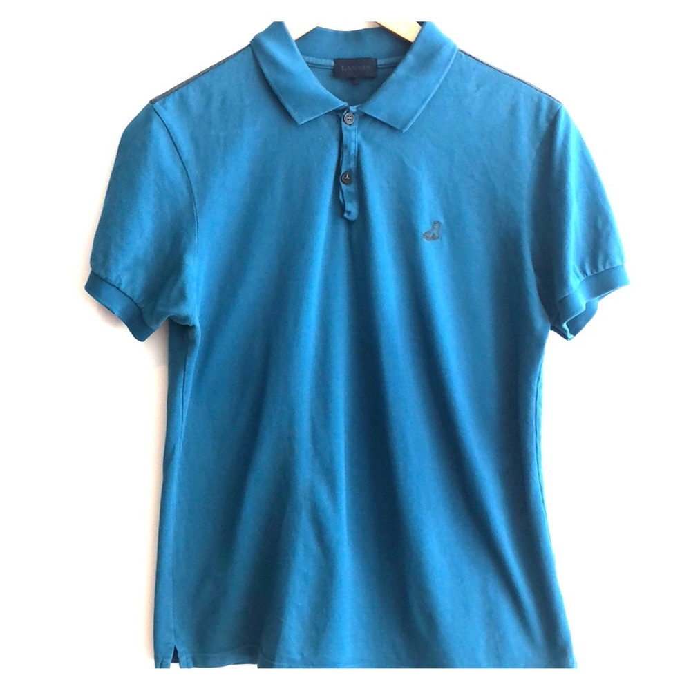 Lanvin light blue short sleeve polo shirt.